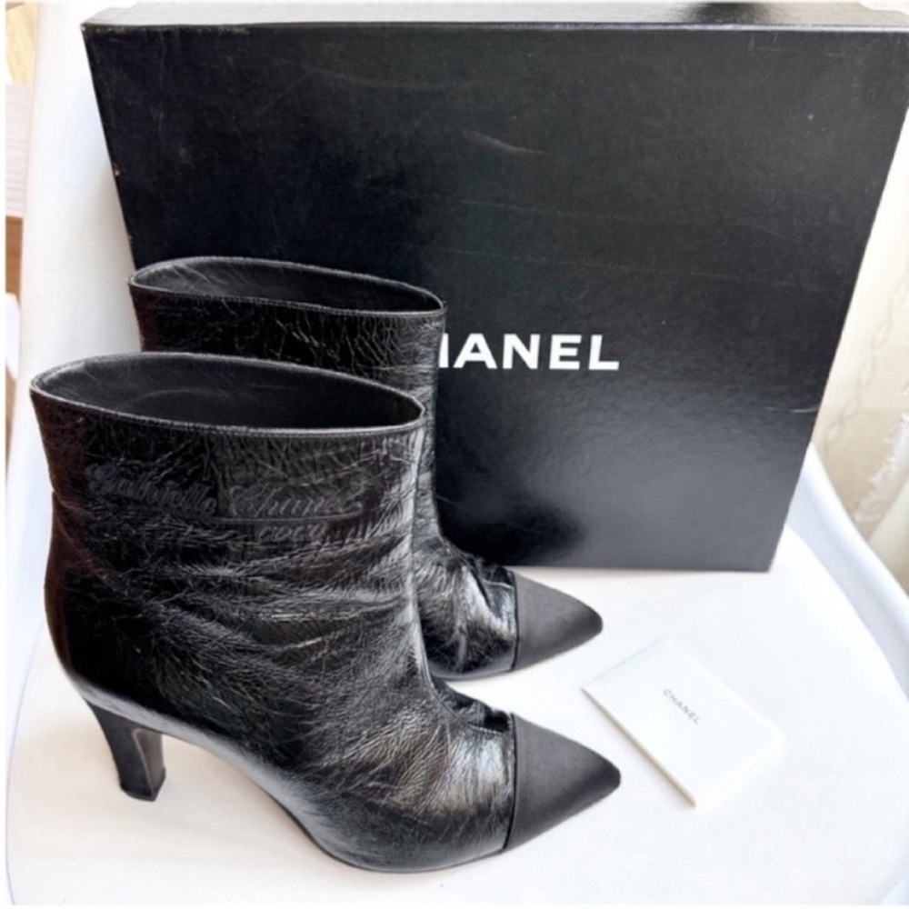 CHANEL Black Heeled Boots